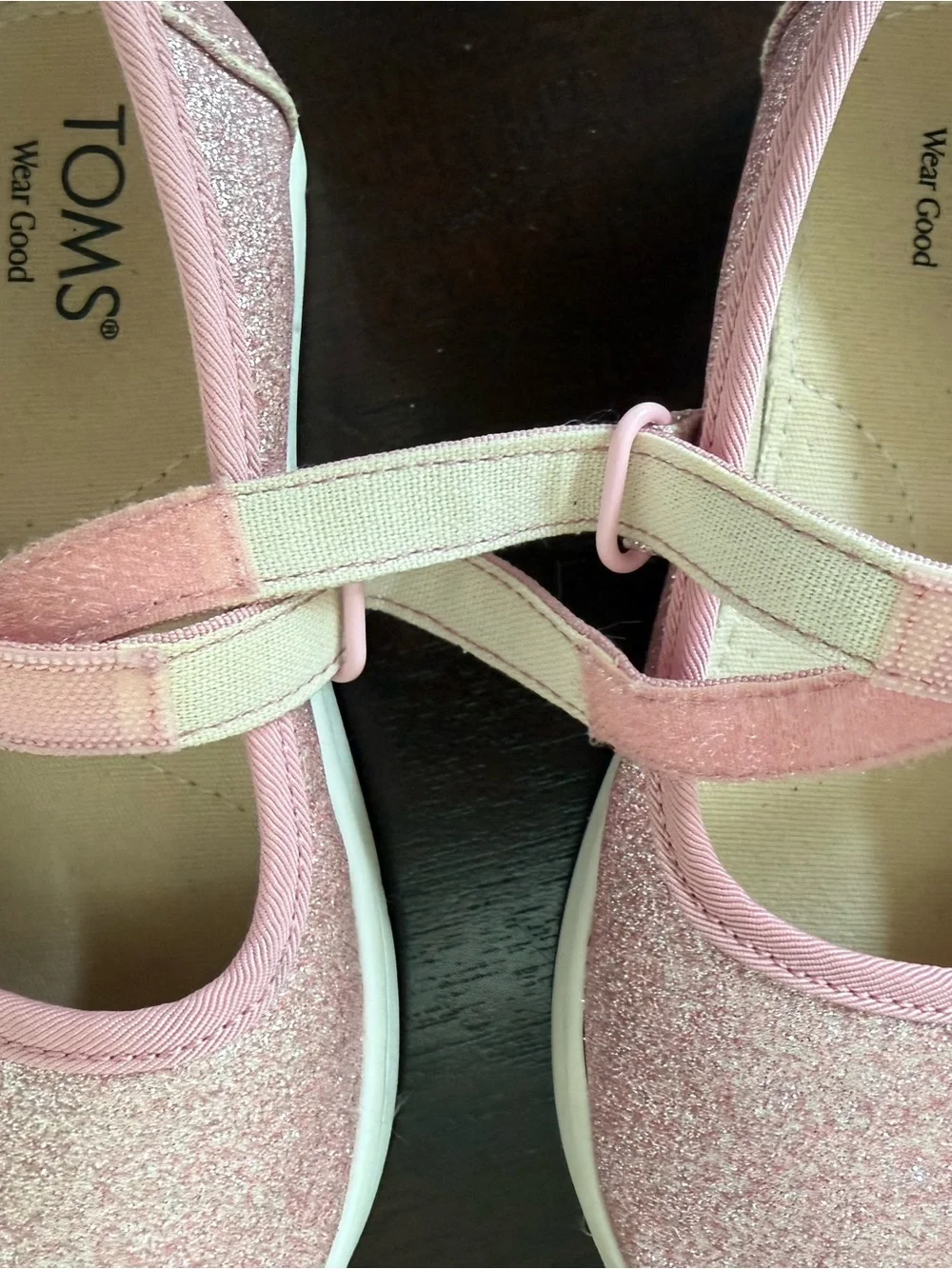 Toms Girls 10T Sparkle Pink Mary Jane Shoes